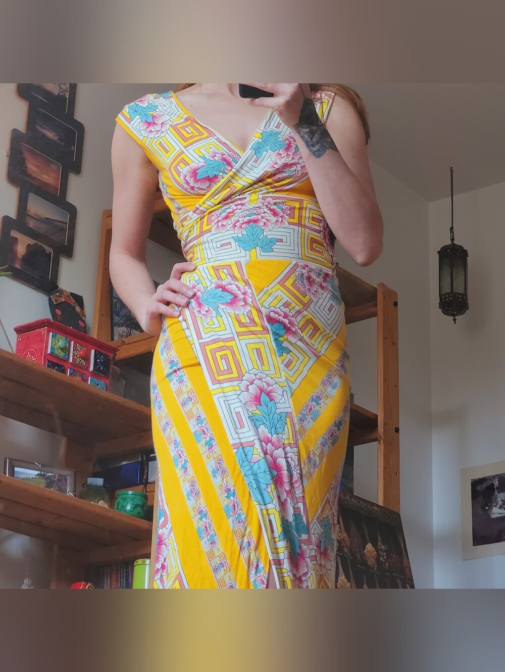 Diane Von Furstenberg Willow Yellow Floral Geometric Wrap Maxi Dress - Size 2